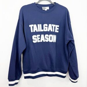 Beach Riot Tailgate Season Blue Pullover Crewneck Sweatshirt Size Small